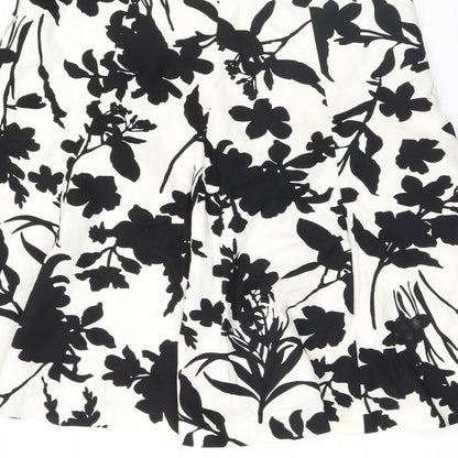 H&M Womens White Floral  A-Line Skirt Size 8