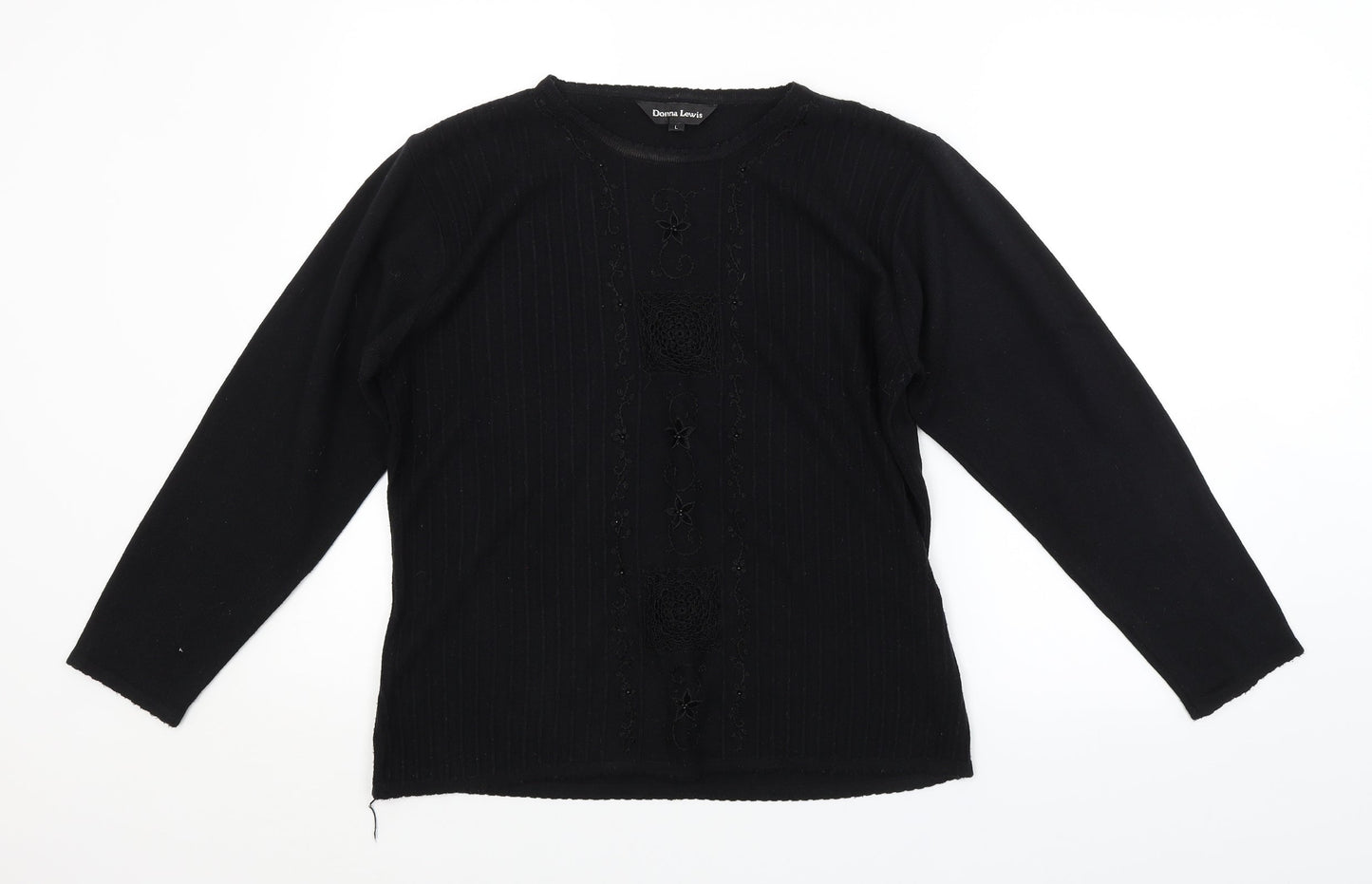 DONNA LEWIS Womens Black   Pullover Jumper Size L