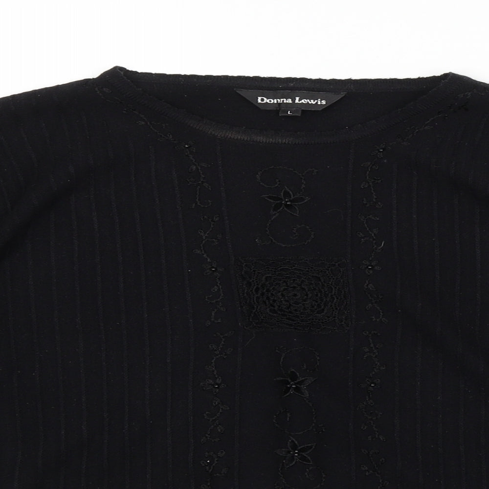 DONNA LEWIS Womens Black   Pullover Jumper Size L