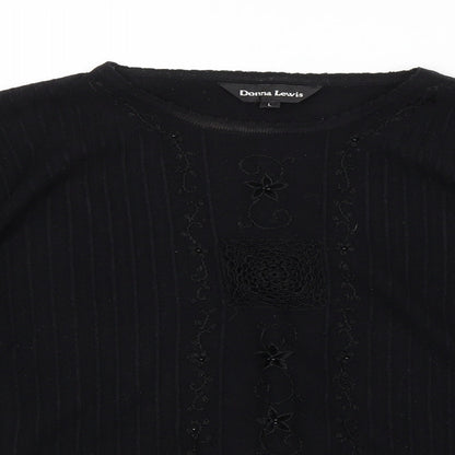 DONNA LEWIS Womens Black   Pullover Jumper Size L