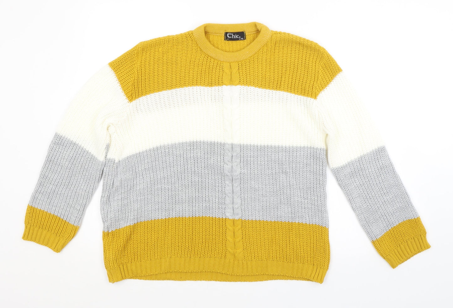 Womens UK Size L CHIC Multicoloured Pullover Jumper