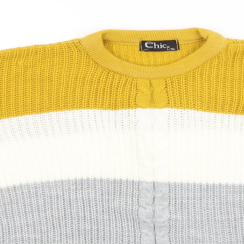 Womens UK Size L CHIC Multicoloured Pullover Jumper