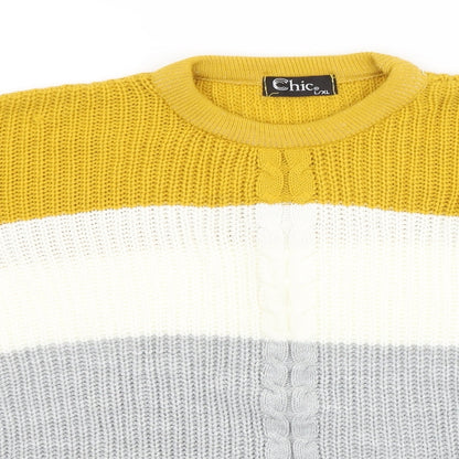 Womens UK Size L CHIC Multicoloured Pullover Jumper