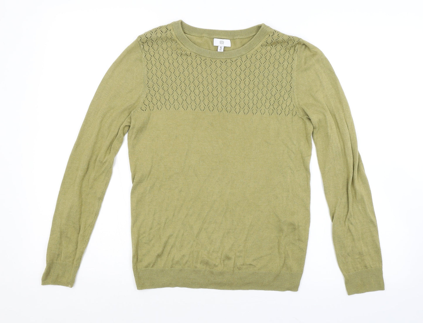 Womens UK Size S Preworn Green Pullover Jumper