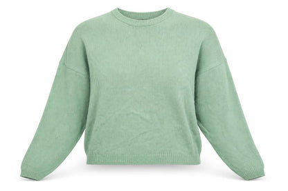 Front view of Pearl women’s green jumper, size UK 14