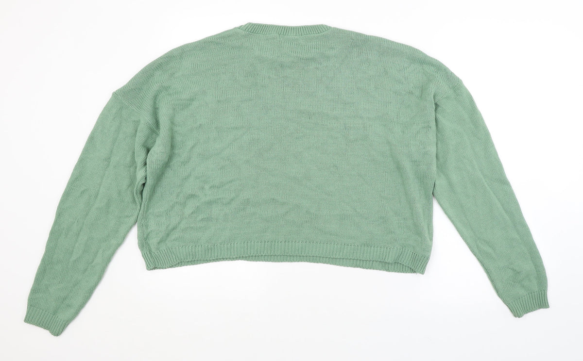 Back view of Pearl women’s green jumper, size UK 14