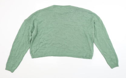 Back view of Pearl women’s green jumper, size UK 14