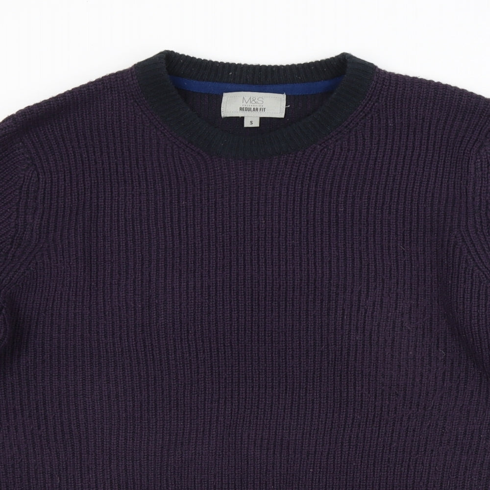 M&S Mens Purple   Pullover Jumper Size S