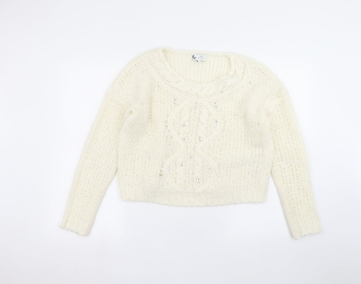 Womens UK Size M NEXT White Pullover Jumper