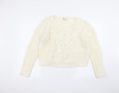 Womens UK Size M NEXT White Pullover Jumper
