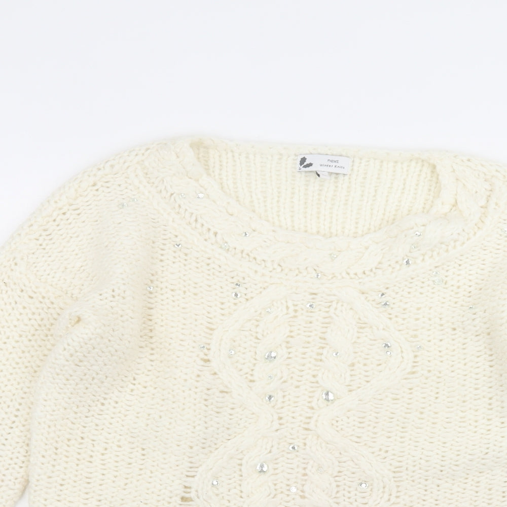 Womens UK Size M NEXT White Pullover Jumper