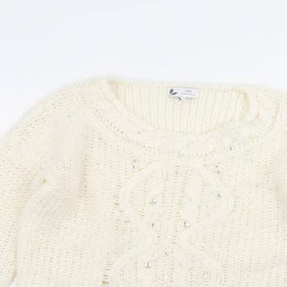 Womens UK Size M NEXT White Pullover Jumper