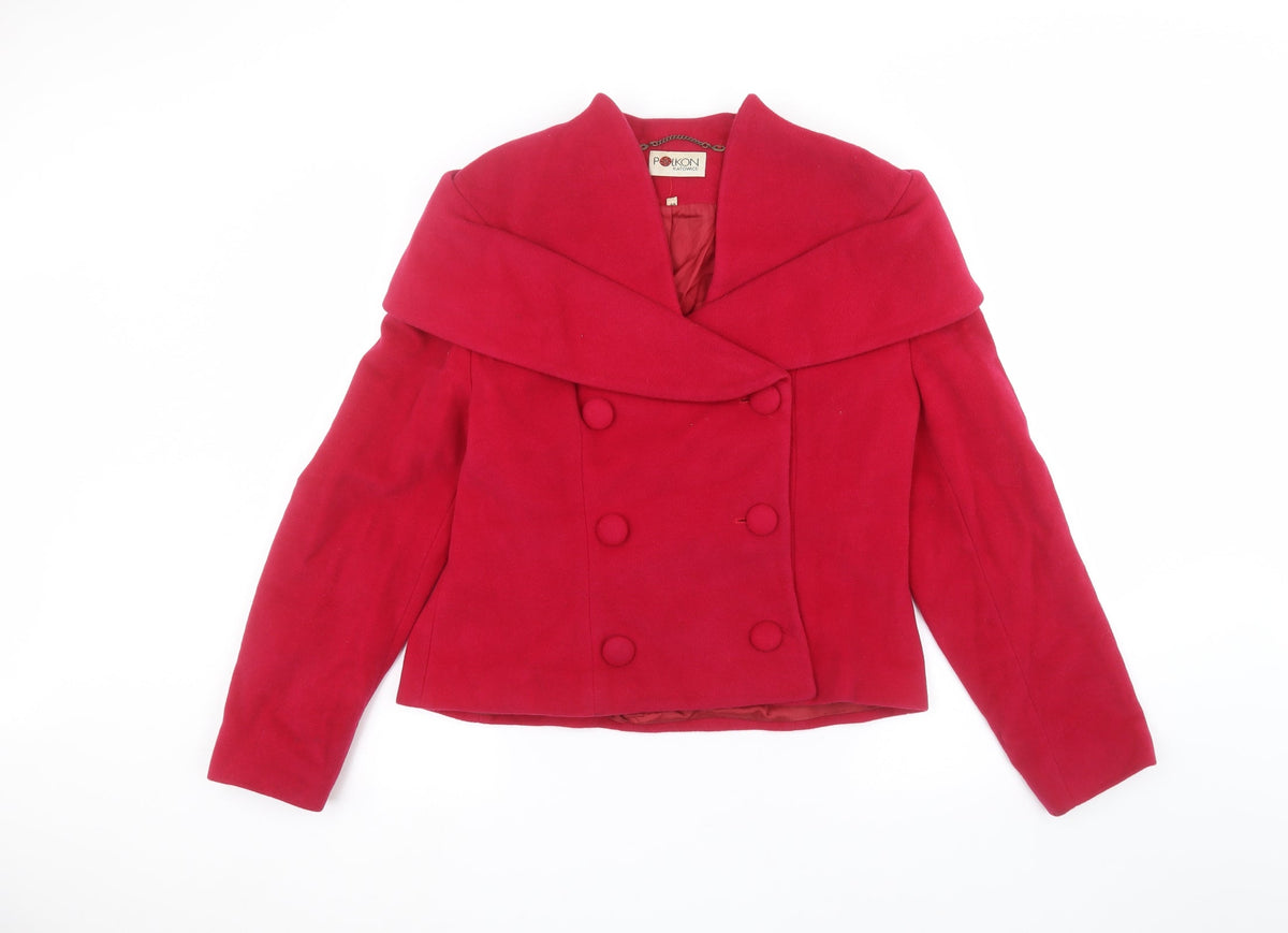 Additional front view of polkon women’s pink jacket, size UK 12