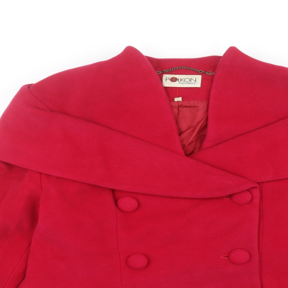 Close-up detail of polkon women’s pink jacket, size UK 12