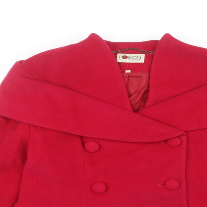 Close-up detail of polkon women’s pink jacket, size UK 12