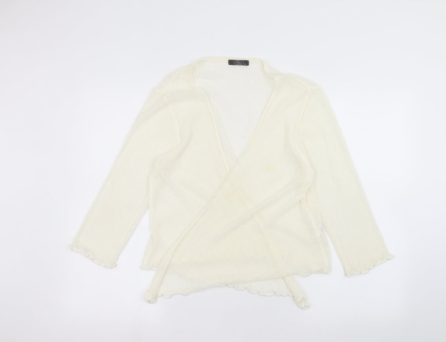 Womens UK Size M BM White Cardigan Jumper