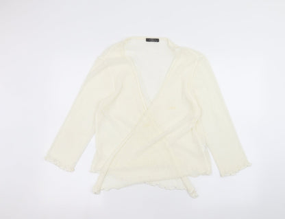Womens UK Size M BM White Cardigan Jumper