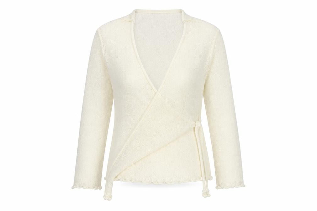 Front view of Bonmarché women’s white cardigan jumper, size M
