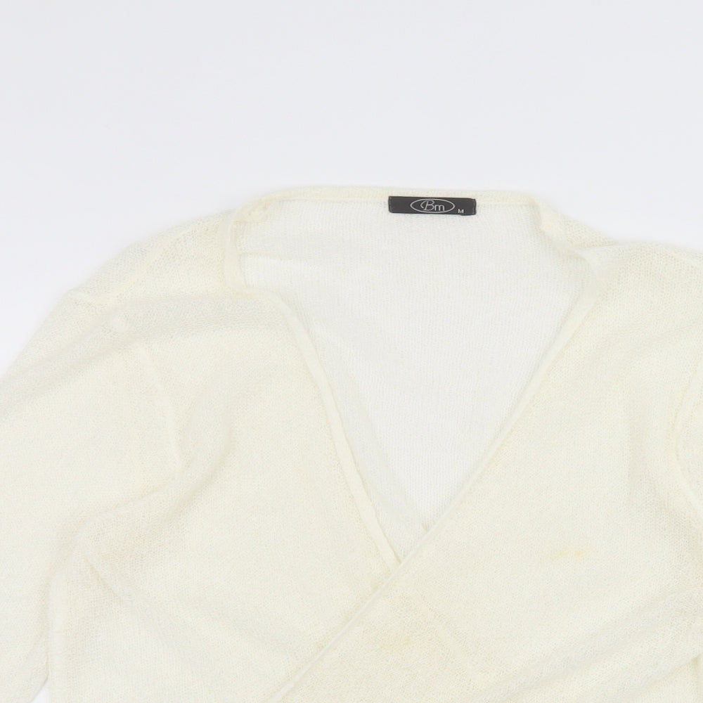 Womens UK Size M BM White Cardigan Jumper