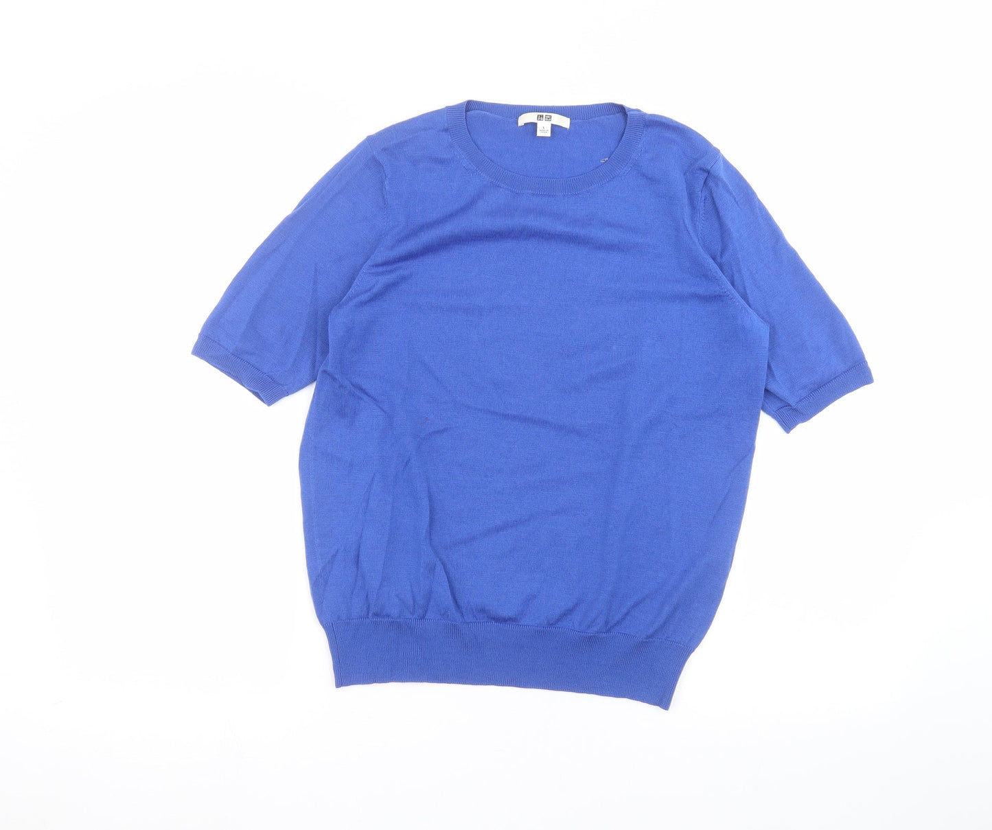Womens UK Size L Uni Blue Basic T-Shirt