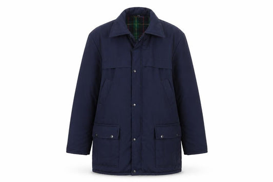 Front view of Outer wear women’s blue pea coat coat, size XL