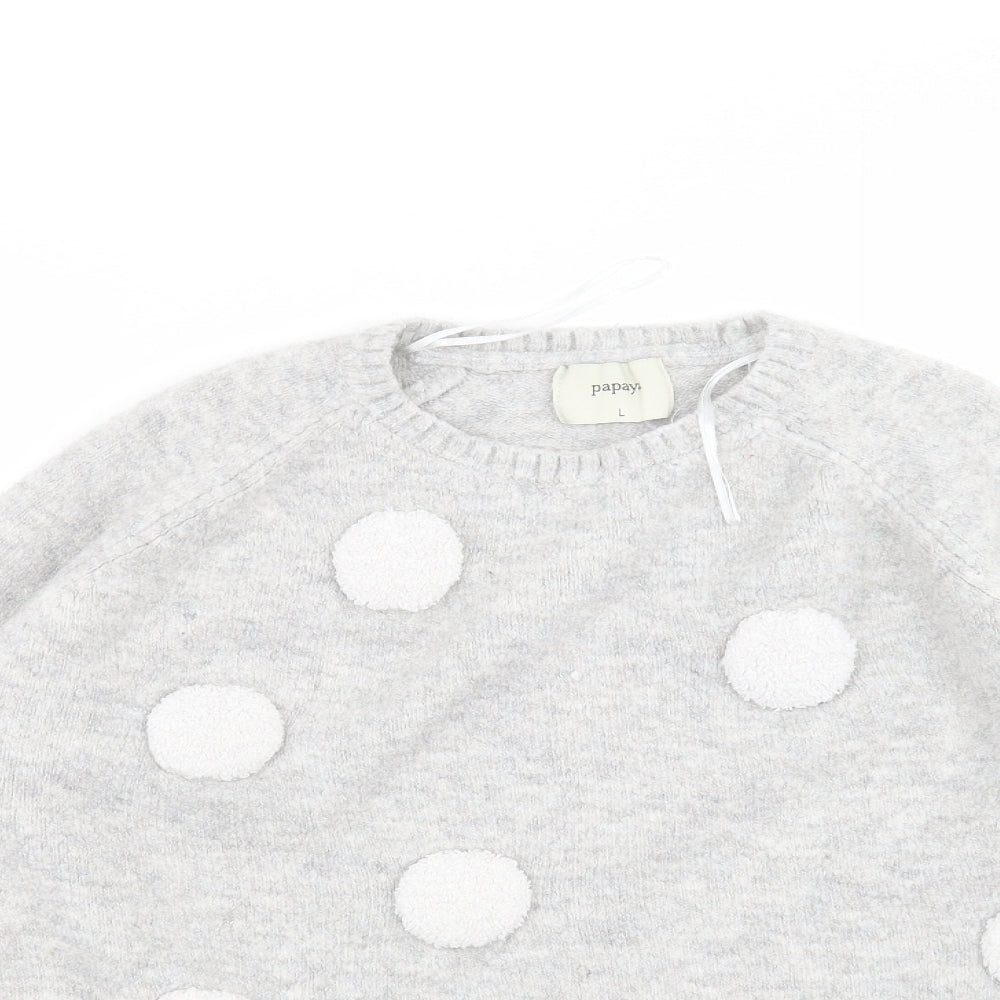 Womens UK Size L Papaya Grey Pullover Jumper