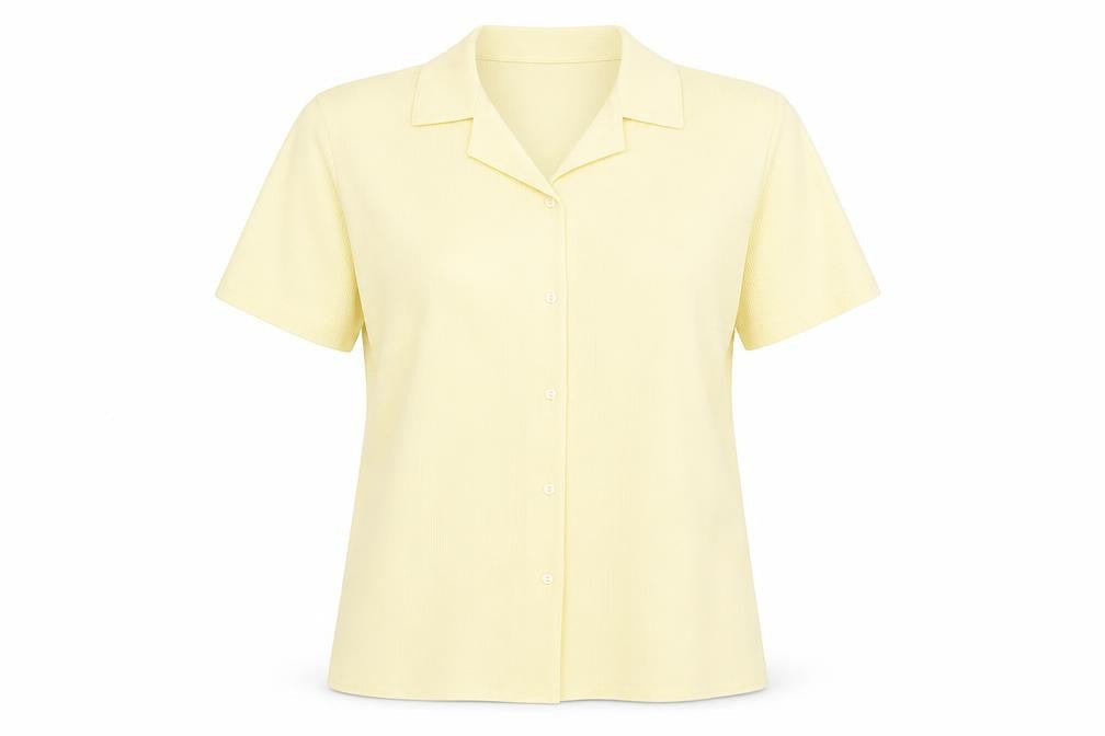 Front view of emma collection women’s yellow cardigan jumper, size UK 12