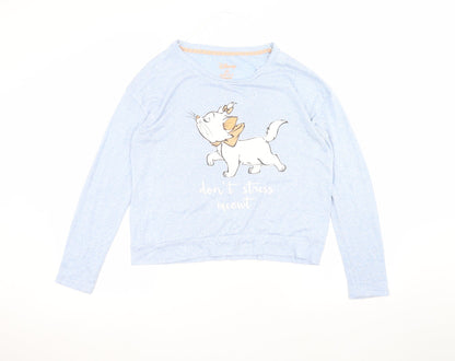 Womens UK Size S Disney Blue Basic T-Shirt