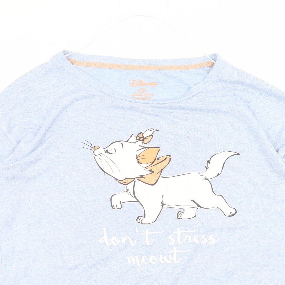 Womens UK Size S Disney Blue Basic T-Shirt