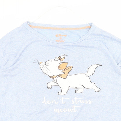 Womens UK Size S Disney Blue Basic T-Shirt
