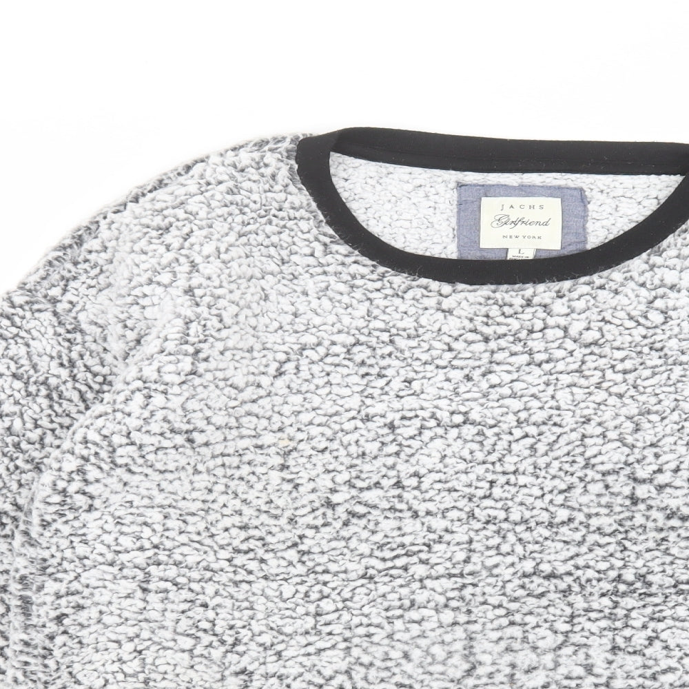 Close-up detail of JACHS women’s grey jumper, size L