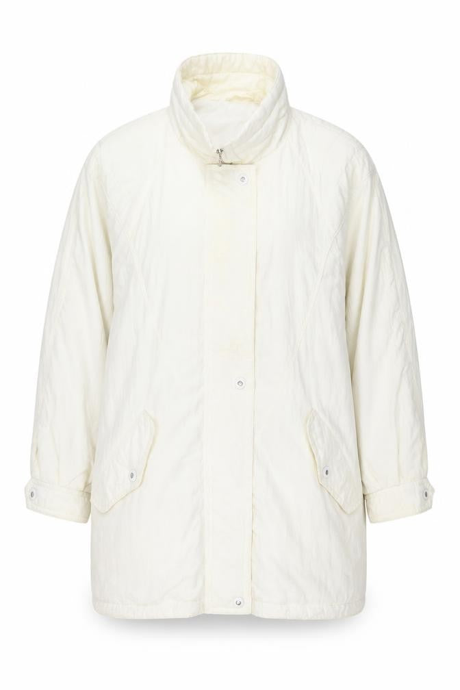 Front view of St Michael women’s white pea coat coat, size UK 14