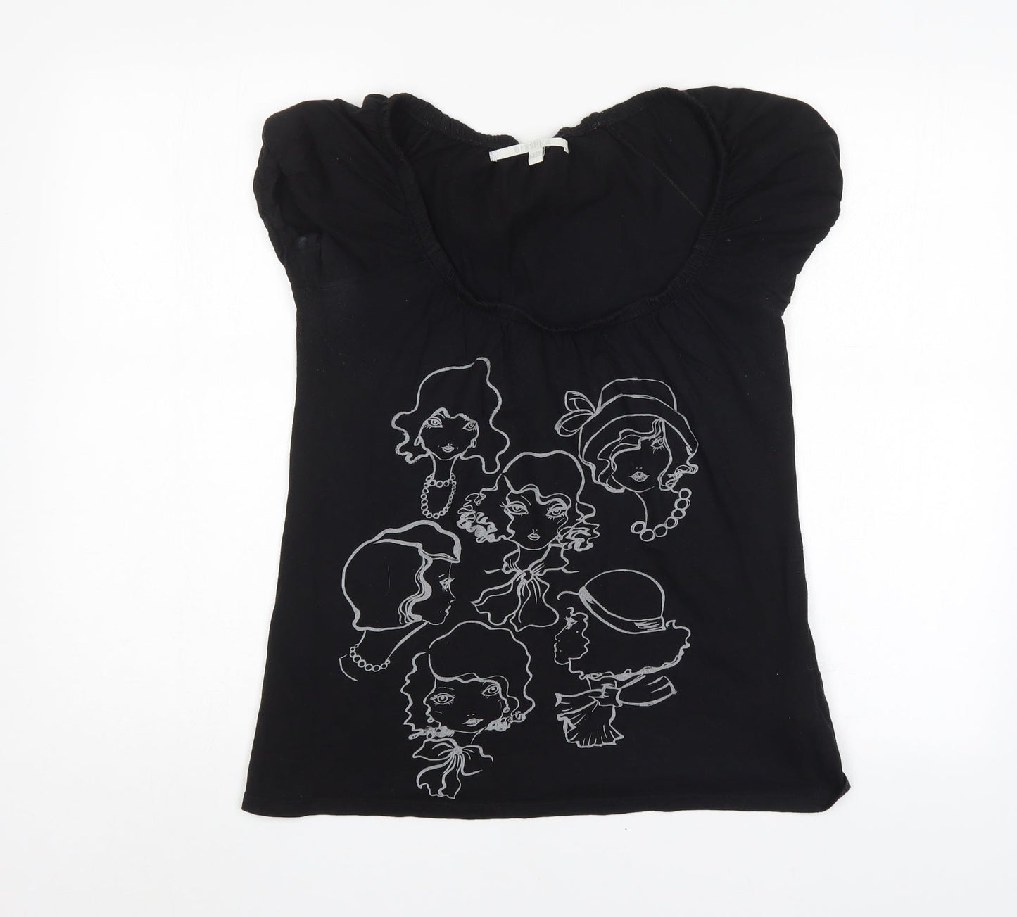 Womens UK Size M Bershka Black Basic Blouse
