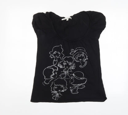 Womens UK Size M Bershka Black Basic Blouse