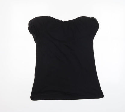 Womens UK Size M Bershka Black Basic Blouse