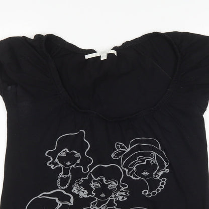 Womens UK Size M Bershka Black Basic Blouse