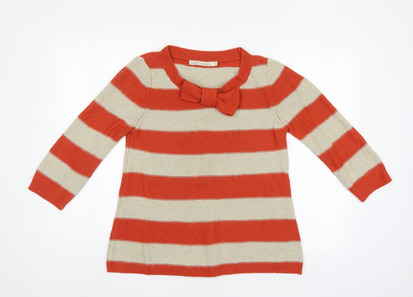 NEXT Womens Orange Striped  Pullover Jumper Size 8
