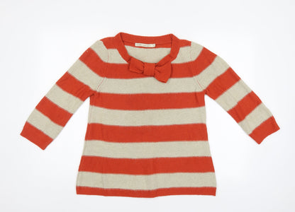 NEXT Womens Orange Striped  Pullover Jumper Size 8
