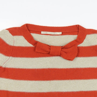 NEXT Womens Orange Striped  Pullover Jumper Size 8