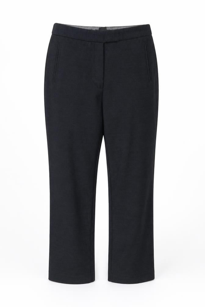Front view of Next women’s blue trousers, size UK 10, 30-inch leg