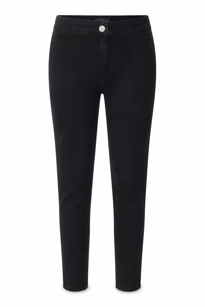 Front view of Matalan women’s black denim skinny jeans, size UK 8, 25-inch leg