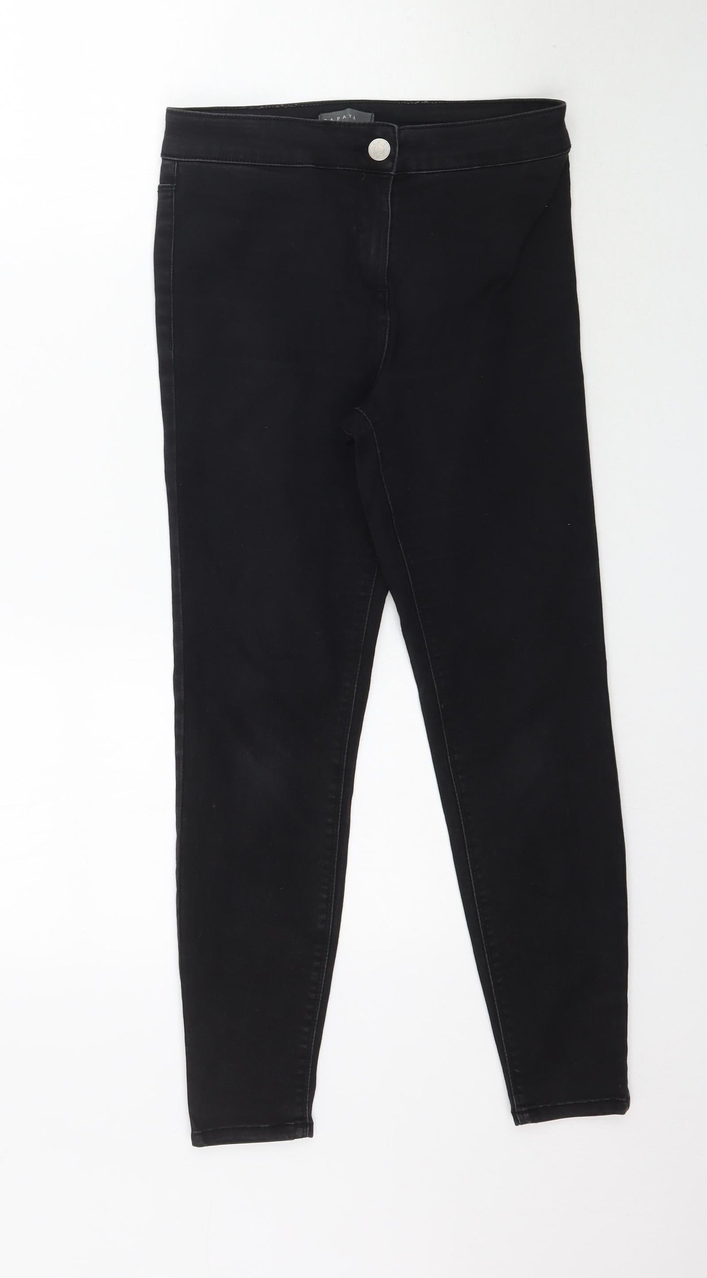Womens UK Size 8 Papaya Regular Fit Skinny Black Jeans