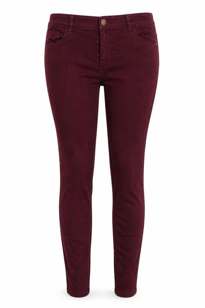Front view of Denim Co. women’s purple denim skinny jeans, size UK 10, 29-inch leg