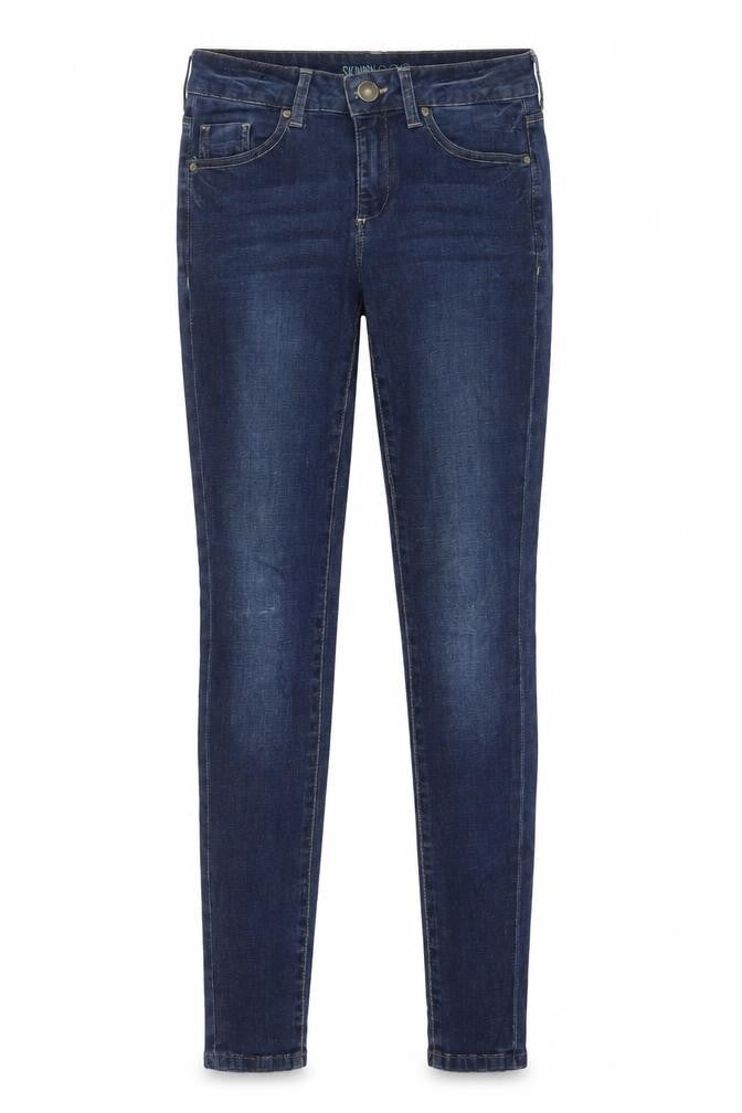 Front view of Denim Co women’s blue denim skinny jeans, size UK 8, 32-inch leg