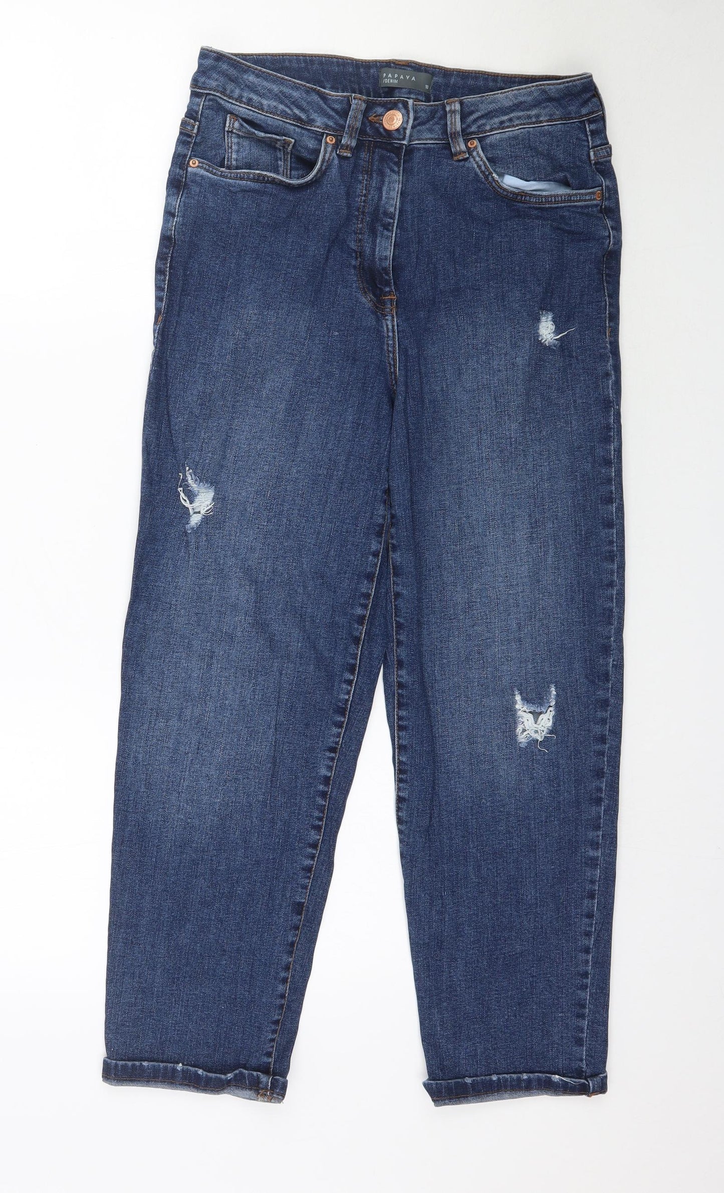 Womens UK Size 10 Papaya Regular Fit Skinny Blue Jeans