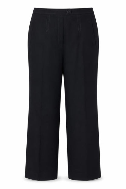 Front view of Hirsch women’s blue trousers, size UK 32, in, 30-inch leg