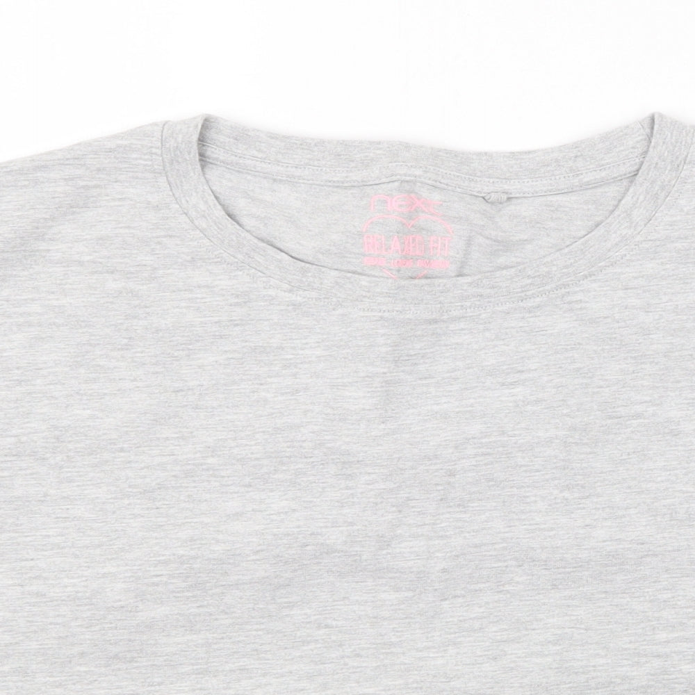 Close-up detail of Next girls’ grey basic t-shirt, size 16, years