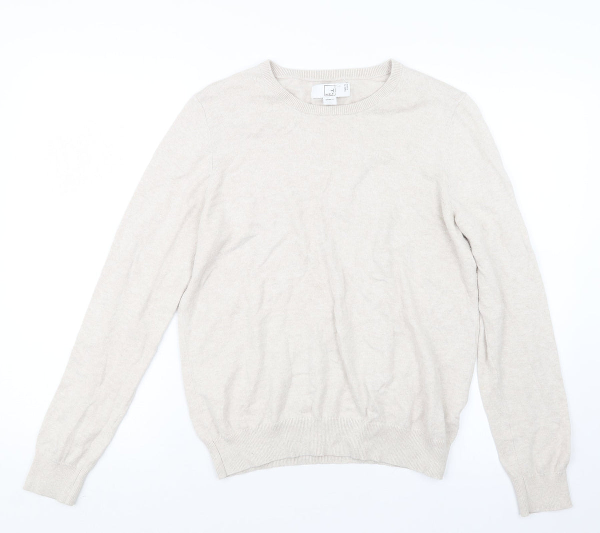 Additional front view of Meraki women’s beige knit jumper, size M