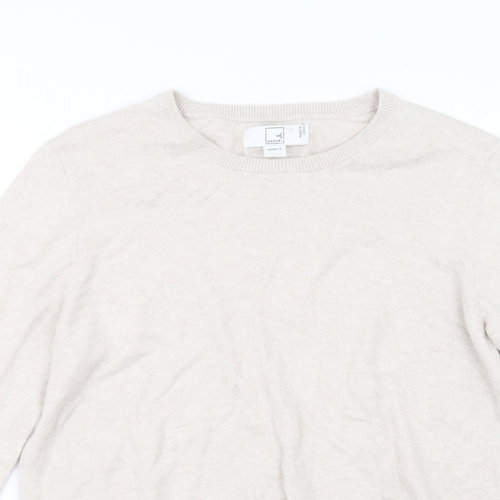 Close-up detail of Meraki women’s beige knit jumper, size M