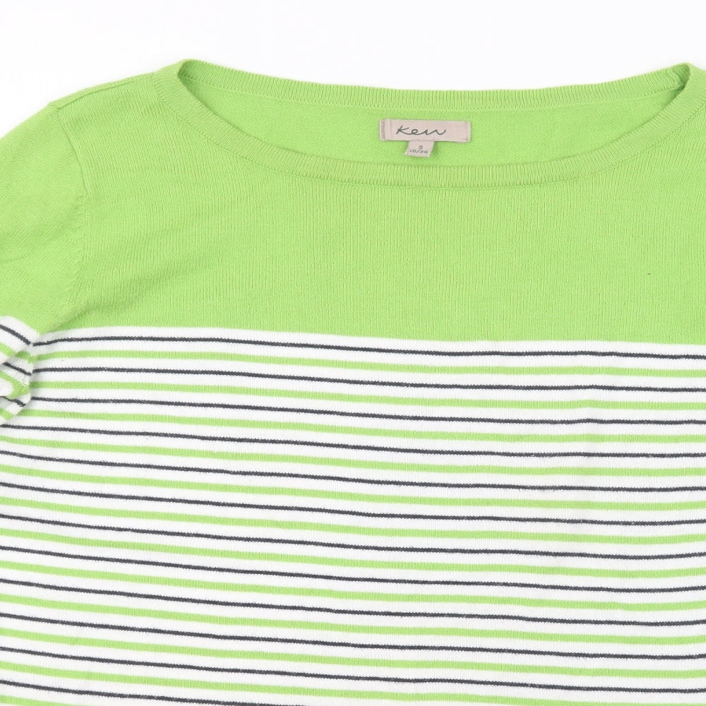 Kem Womens Green Striped Knit Pullover Jumper Size 10